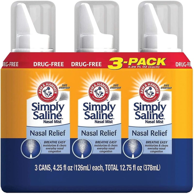 Arm & Hammer Simply Saline Adult Nasal Mist, Original, Pack of 3, 4.25 Oz Each - Image 1