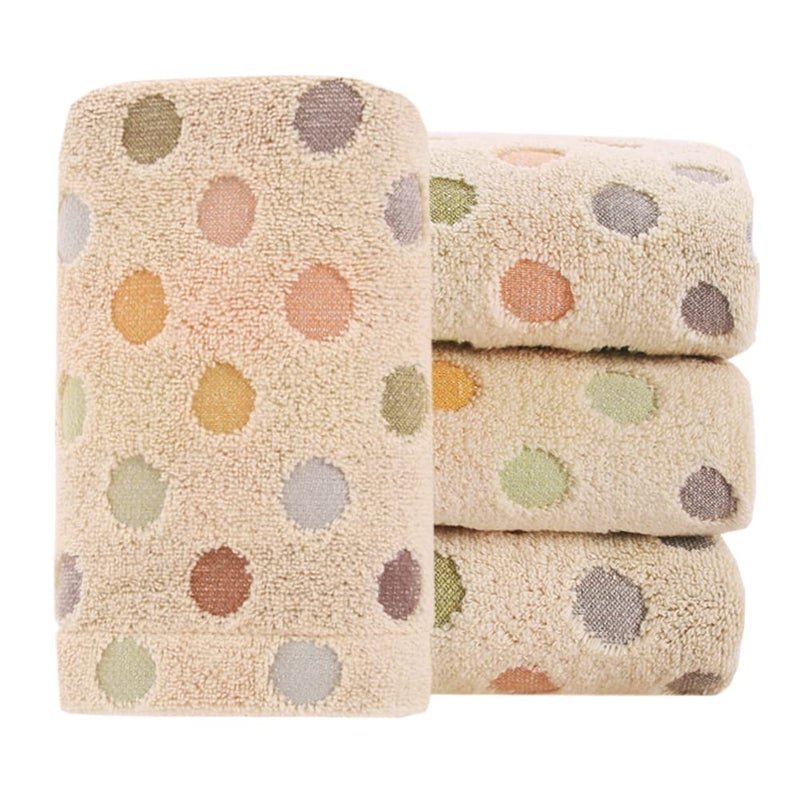Pidada Hand Towels Set of 4 Colorful Polka Dot Pattern 100 Cotton Soft Absorbent Decorative Towel for Bathroom 134 x 30 Inch Brown - Image 1