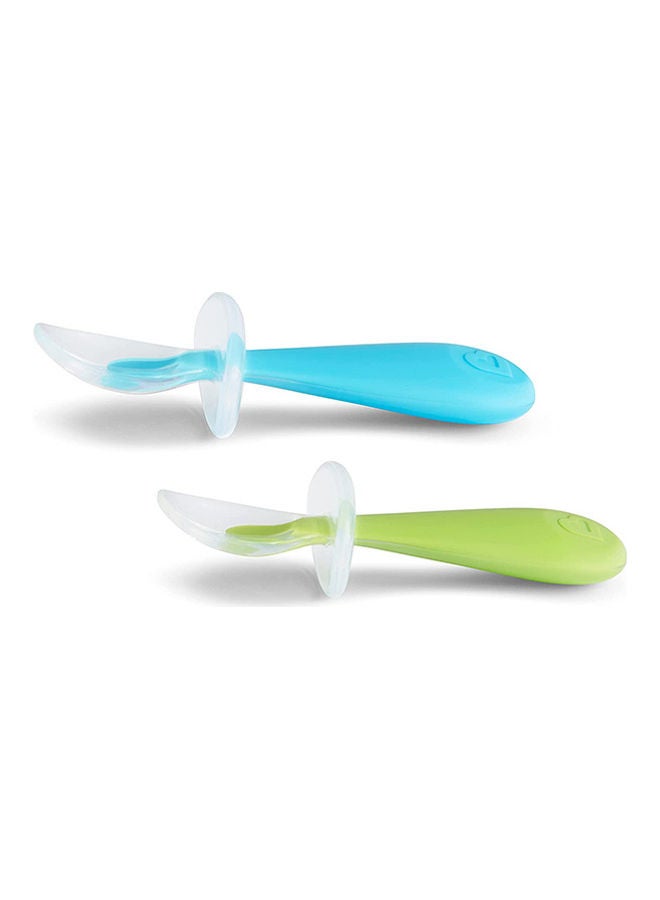 Munchkin Gentle Scoop Silicone Toddler Training Spoons, Blue and Green - Image 3