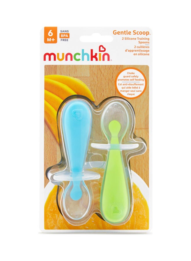 Munchkin Gentle Scoop Silicone Toddler Training Spoons, Blue and Green - Image 2