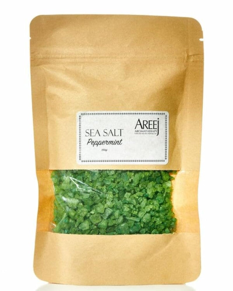 Areej Aromatherapy Peppermint Dead Sea Salt – Mineral Bath Salts with Peppermint Essential Oil – Refreshing & Revitalizing Bath Soak – 250g