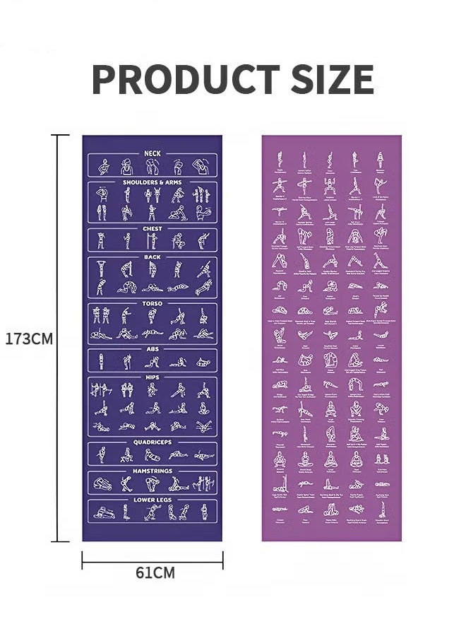 Nariele Fitness Yoga Mat for Women and Men - Large, 4mm Thick, 68 Inch *24 Inch, Non Slip Exercise Mats w/ 70 Printed Yoga Poses for Pilates, Workout and Stretching - Home and Gym Essentials - Image 4