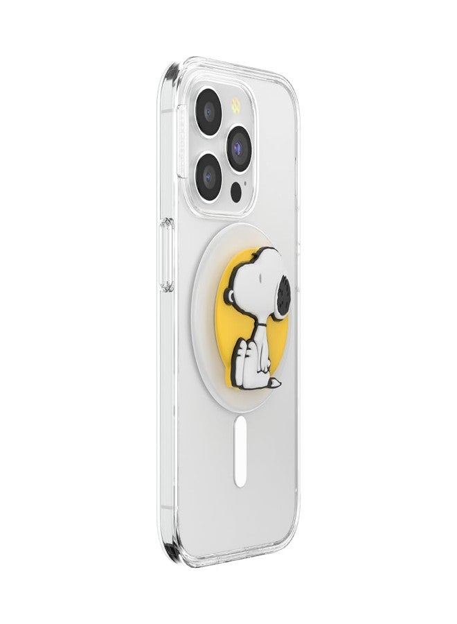 PopSockets Phone Grip for MagSafe with Kickstand, Magnetic Stand, Swappable Top, Secure Hold for iPhone MagSafe Cases, Phone & Tablet Grip, Peanuts - Popout Sitting Snoopy - Image 2