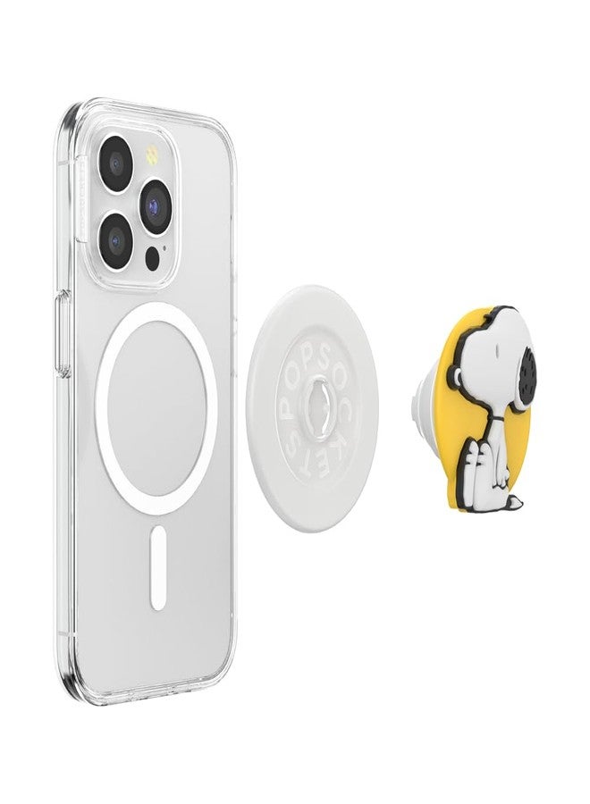 PopSockets Phone Grip for MagSafe with Kickstand, Magnetic Stand, Swappable Top, Secure Hold for iPhone MagSafe Cases, Phone & Tablet Grip, Peanuts - Popout Sitting Snoopy - Image 4