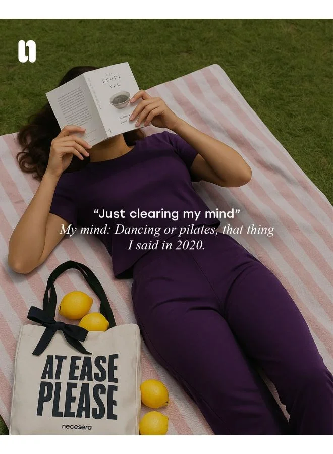 نسيسيرا Soft Flare Plum Cropped Lounge Set