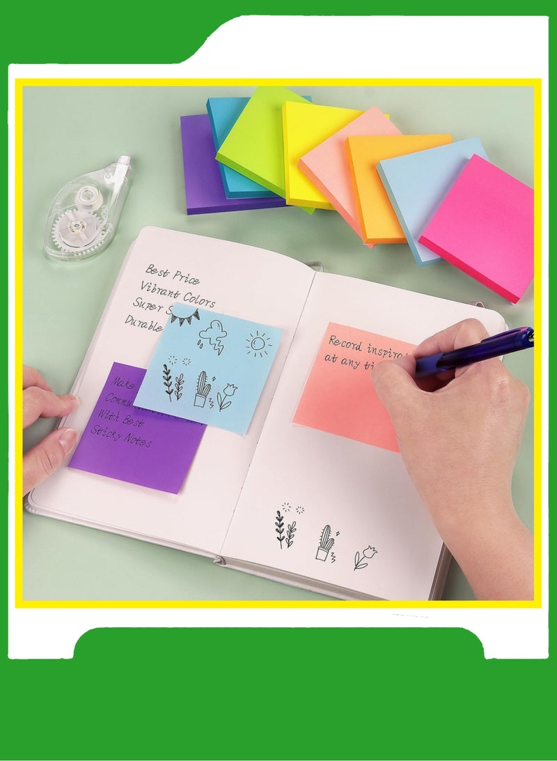 PRIMA علامات الكتب، وسادات ملونة ذاتية اللصق، سهلة الاستخدام في المنزل، مستلزمات المدرسة ومنتجات المكتب 76x76 مم 3x3 400 ورقة - Image 5