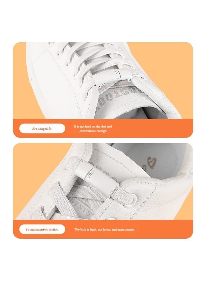 BABONA 1 Pairs of Easy-Tie Shoelaces with Interlocking Buckles, Adjustable Flat Shoe Athletic Laces, Lazy Lock Elastic No-Tie Shoelaces, Suitable for All Shoe Types for Men and Women (White) - Image 3