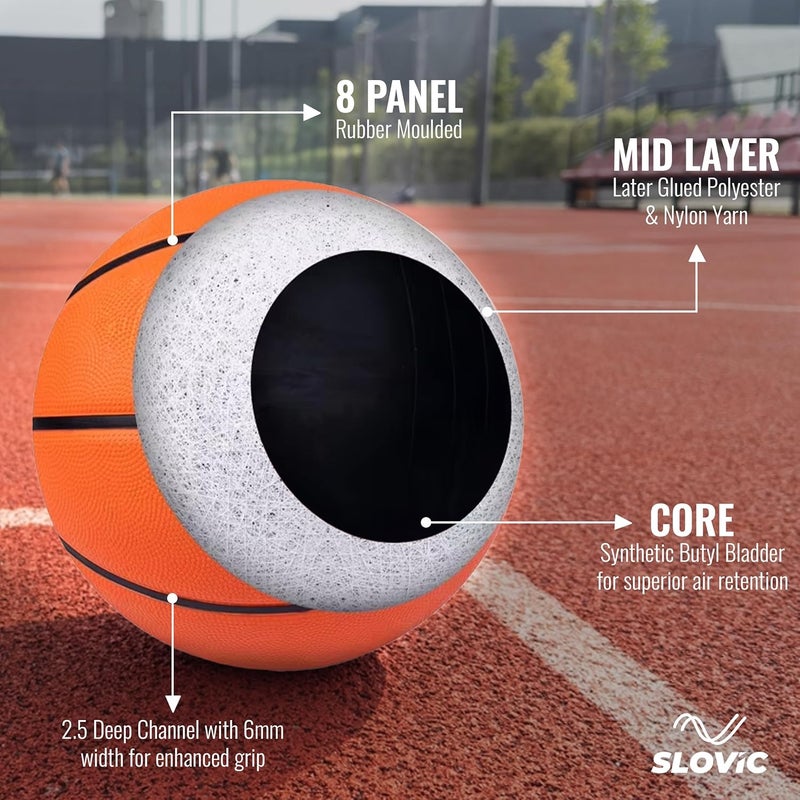 SLOVIC Outdoor Basketball [Size-7] | Professional Basket-Ball For Indoor-Outdoor Training | Ideal For Kids & Adult | Basketball For Training & Tournamnet | Suitable For All Surfaces,Brown - Image 2