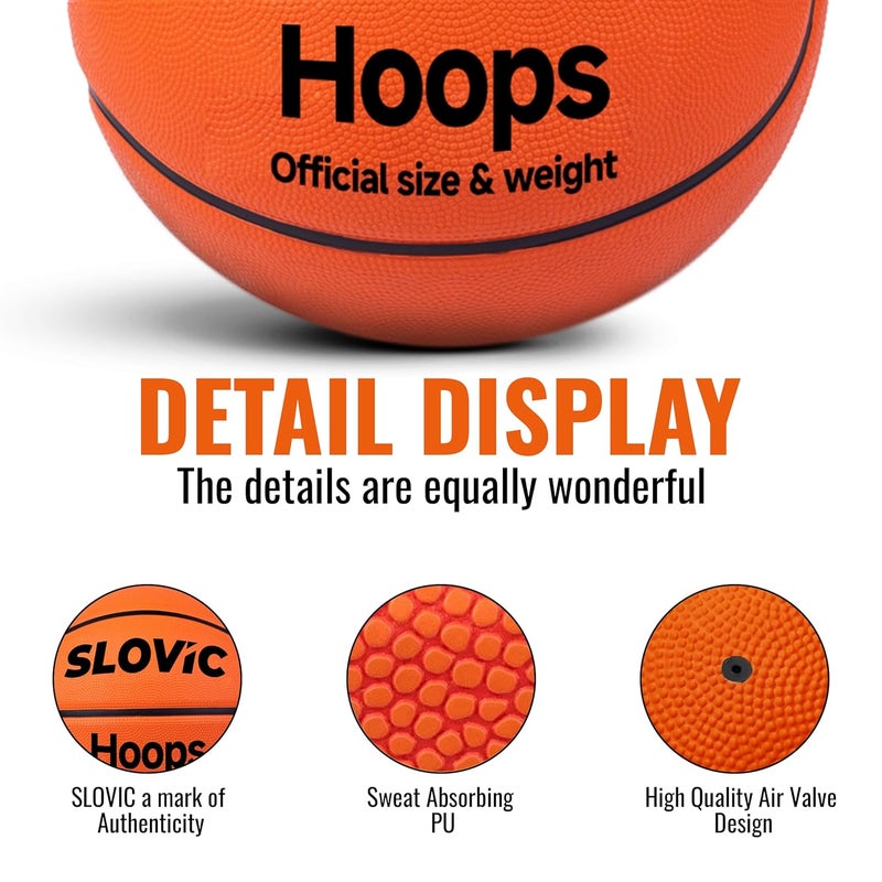 SLOVIC Outdoor Basketball [Size-7] | Professional Basket-Ball For Indoor-Outdoor Training | Ideal For Kids & Adult | Basketball For Training & Tournamnet | Suitable For All Surfaces,Brown - Image 4