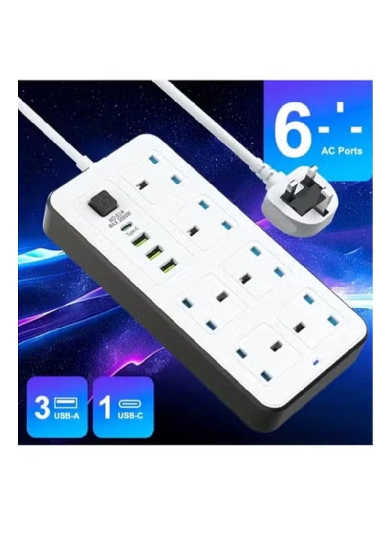 PowerMax Power Strip, Multi-function Power Socket, 6-Port Splitter with 3 USB Ports and 1 USB-C Port with Ultra-Fast PD Technology, Multi-Port Socket Suitable for All Devices, Extra Long 5 Meters MX105 - Image 5
