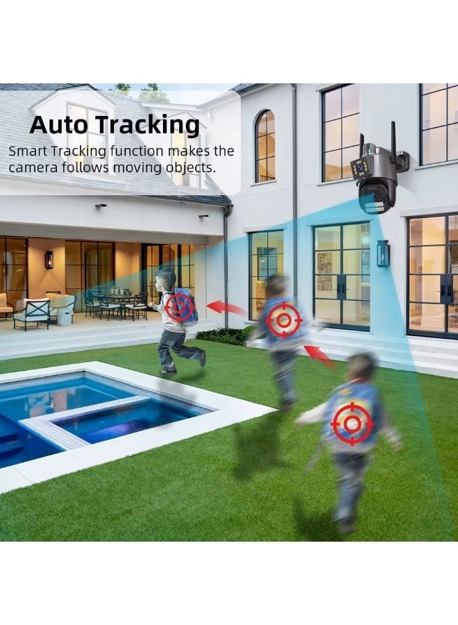 كاميرا IP مراقبة خارجية 4K بدقة 8 ميجابكسل ومعدات تدوير وتحريك (PTZ) - عدستين وشاشتين - تتبع حركة ذاتي - كاميرا مراقبة لاسلكية (مع بطاقة SD بسعة 64 جيجابايت) - Image 4