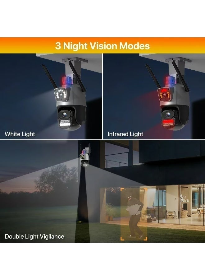 كاميرا IP مراقبة خارجية 4K بدقة 8 ميجابكسل ومعدات تدوير وتحريك (PTZ) - عدستين وشاشتين - تتبع حركة ذاتي - كاميرا مراقبة لاسلكية (مع بطاقة SD بسعة 64 جيجابايت) - Image 5