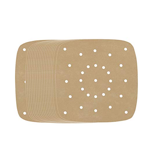 BYKITCHEN Air Fryer Parchment Paper, Set of 200, 8.5 Inch Unbleached Perforated Square Air Fryer Liner Sheets for Airfryer, Steaming Basket and More(7.5/8.5/9.5in Available) - Image 1