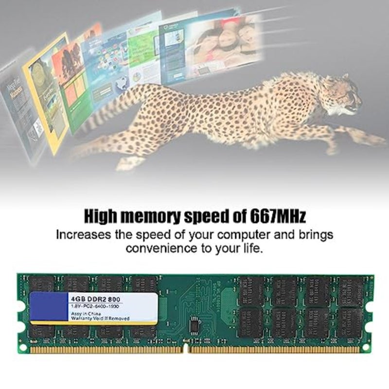 أداء مستقر 4G DDR2 PC2-6400 ذاكرة الوصول العشوائي المكتبية للوحات الأم، سرعة 800 ميجاهرتز، لوحة وحدة دوائر متينة، مثالية لمهام الحوسبة اليومية - Image 2