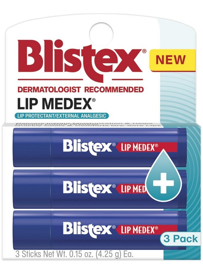 Blistex Lip Medex Stick 3 Count, 0.15 Oz. Medicated Relief with Soothing Relief, Stocking Stuffer & Holiday Christmas Gift - Image 1