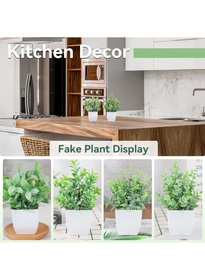 Rose 4 Pack Fake Plants, Mini Artificial Greenery Potted Plants for Indoor Decoration, Small Faux Plants for Home, Office, Living Room, Bedroom, Table, or Farmhouse Decor - Image 2