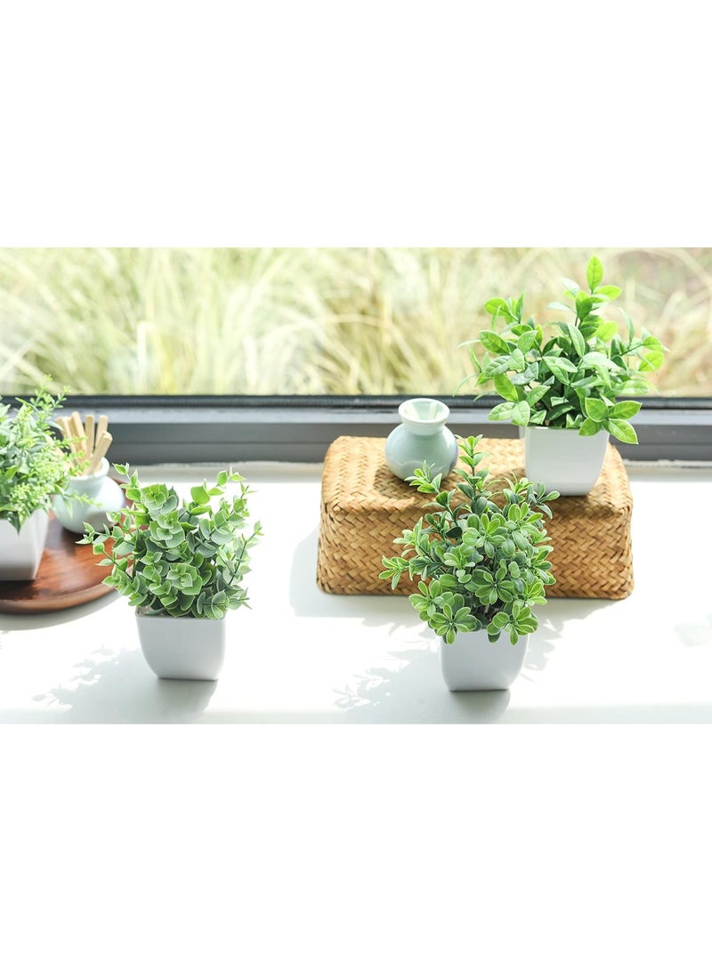 Rose 4 Pack Fake Plants, Mini Artificial Greenery Potted Plants for Indoor Decoration, Small Faux Plants for Home, Office, Living Room, Bedroom, Table, or Farmhouse Decor - Image 3