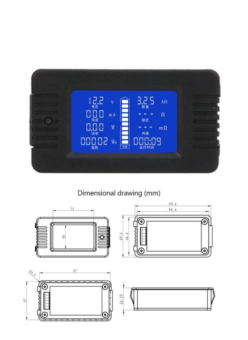 Generic - Battery Test Detector, 0-200V LCD Digital Display Multifunctional Battery Meter, with 300A Shunt, 1% Measurement Accuracy(300A), Process and Current Calibrators - Image 1
