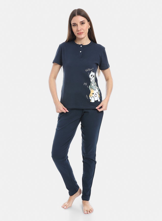 Red Circle pajama with panda print and buttons - Image 1