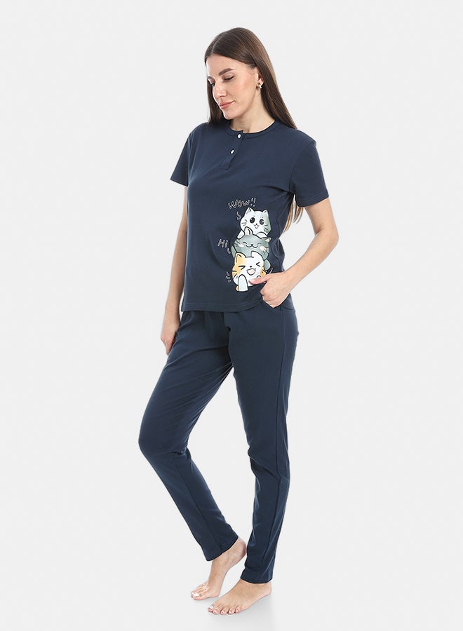 Red Circle pajama with panda print and buttons - Image 2