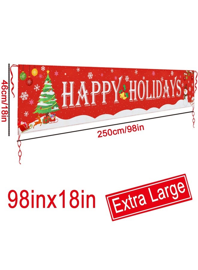 Partyprops Large Happy Holidays Banner Outdoor | Red Christmas Banner Decorations | Xmas Party Supplies Outdoor & Indoor Decor (8.2 x 1.5 FT) - Image 2