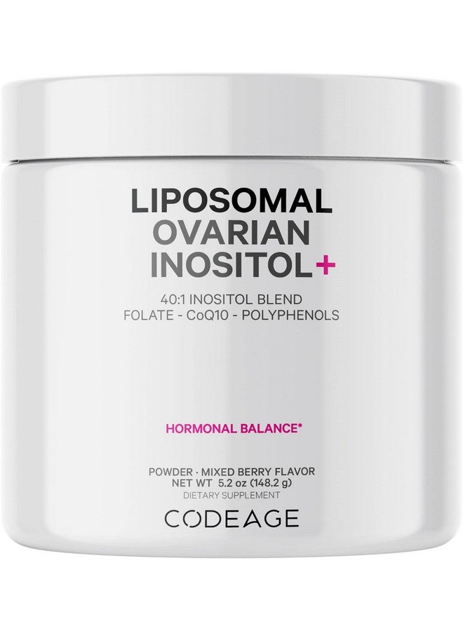 Codeage Liposomal Ovarian Inositol Powder Supplement Myoinositol Dchiroinositol Folate  Coq10 Phytosome 2Month Supply 40:1 Women Hormonal Balance  Fertility Support Blend Nongmo 52Oz - Image 1