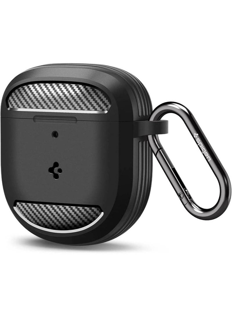 Spigen Rugged Armor Bose QuietComfort Earbuds II Case Cover (2022) with Carbon Fiber Accents - Matte Black - Image 1