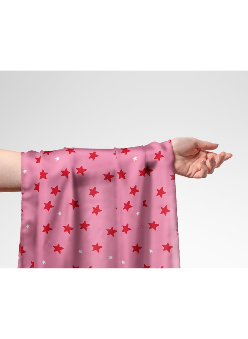 Vellato Al Lail Aramny Silk Fabric By The Yard Pink Red Stars Jalabiya Makhweer Dressmaking 58 Inches Width - Image 1
