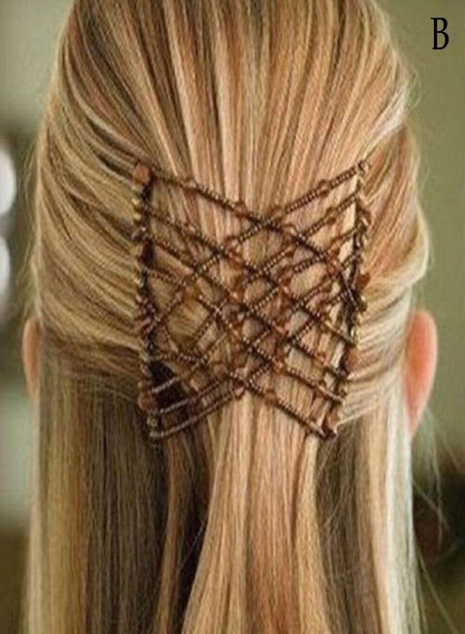 El Regalo 2PC Magic Easy Hair Combs Clips- Fancy Double Stretching Combs Clip Thick & Thin Hair Multistyling Hair Accessory For Women & Girls (Brown & Red) - Image 2