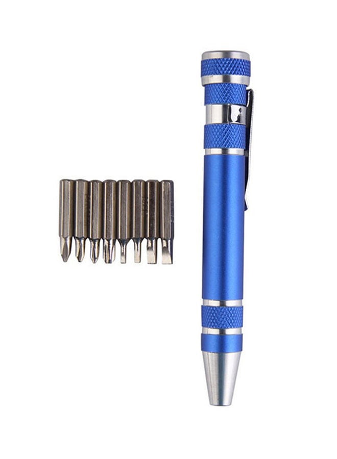 NIBEMINENT 8-In-1 Multi-function Pocket Screwdriver Tool Blue/Silver 0.038kg 