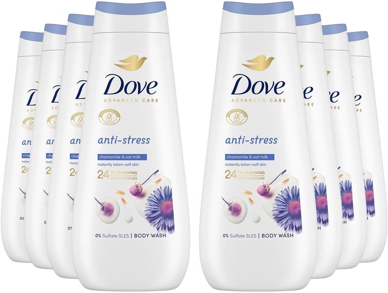 Dove Advanced Care Sulphate Free Body Wash for Women Made with SkinNatural Nourishers and Micromoisture Provides 24 Hours Renewing LotionSoft Softer Skin 400ml Pack of 8