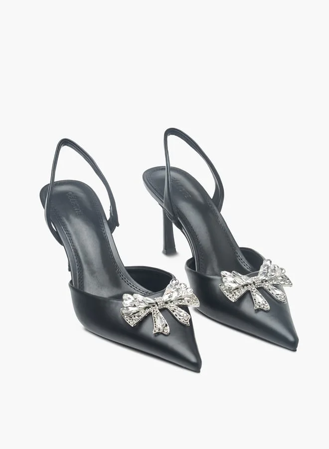 سيليست حذاء نسائي بكعب ستيليتو وشريط خلفي مزين بفيونكة