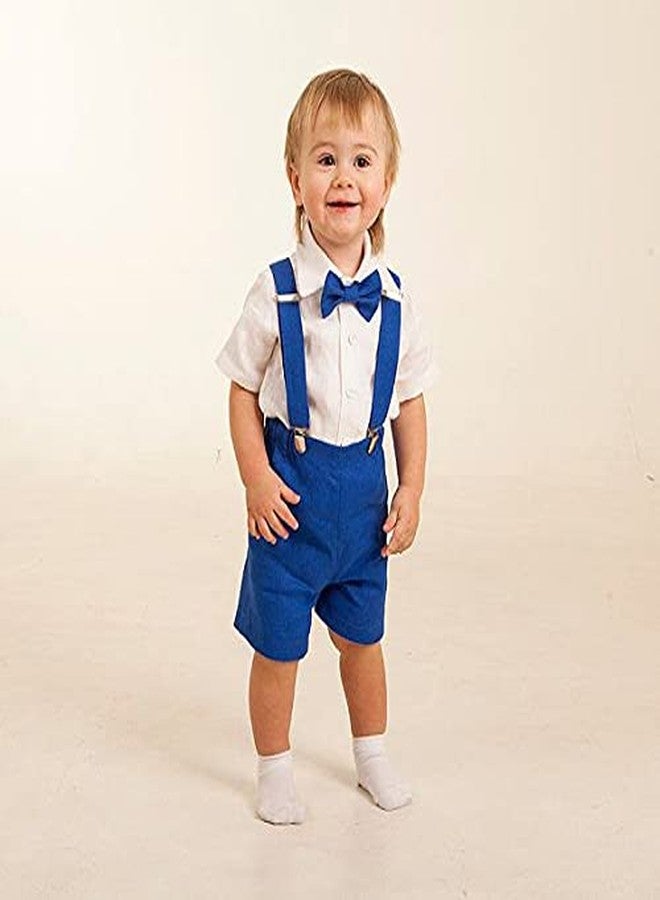 CLOTHERA Suspender and Bow Tie Set for 1 to 4 yrs Kids (Royal Blue, Satin) - Image 3
