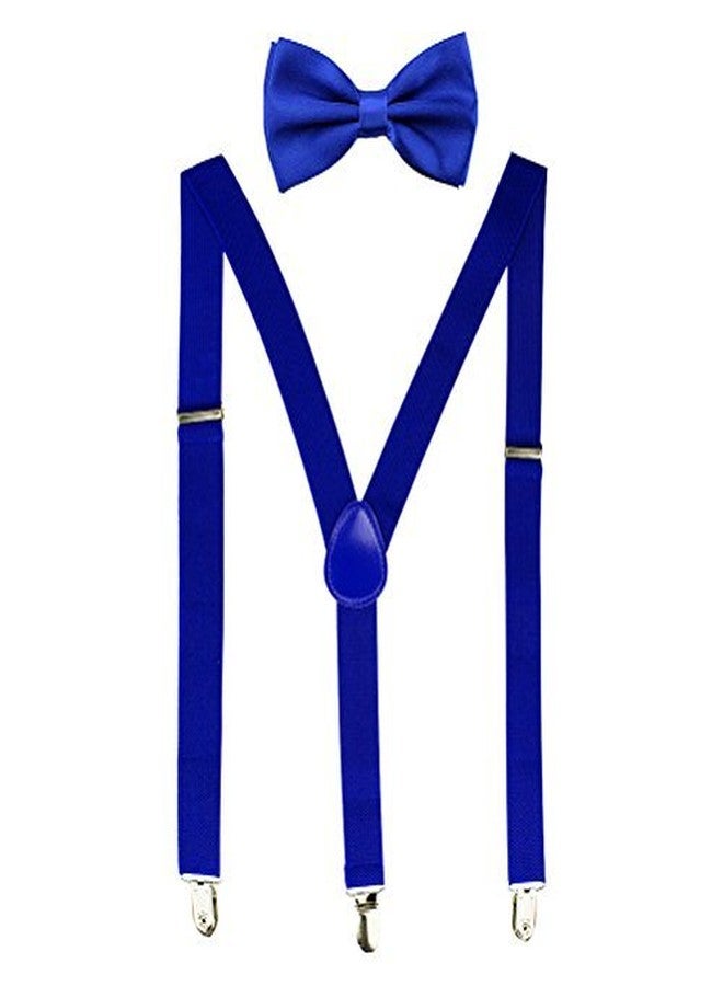 CLOTHERA Suspender and Bow Tie Set for 1 to 4 yrs Kids (Royal Blue, Satin) - Image 1