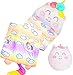 Nalexmi Happy Kids Sleeping Bag Animal Bags Sleepy Sack Comfy Cozy Compact Sleeping Bag with Pillow Soft Pillow Nap Mat Wram Plush with Cotton Slumber Bag Rainbow uni - Image 3