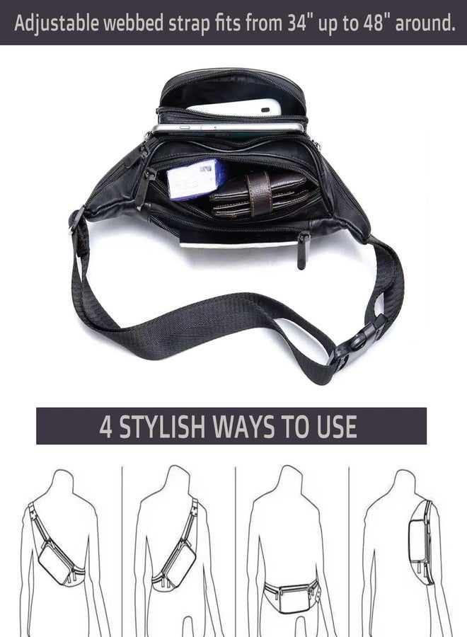 Home-X Leather Fanny Pack for Women and Men - Multipurpose Fanny Pack Crossbody Bags for Women - Adjustable Strap Leather Waist Bag for Travel, Hiking, Running and Cycling - Image 4