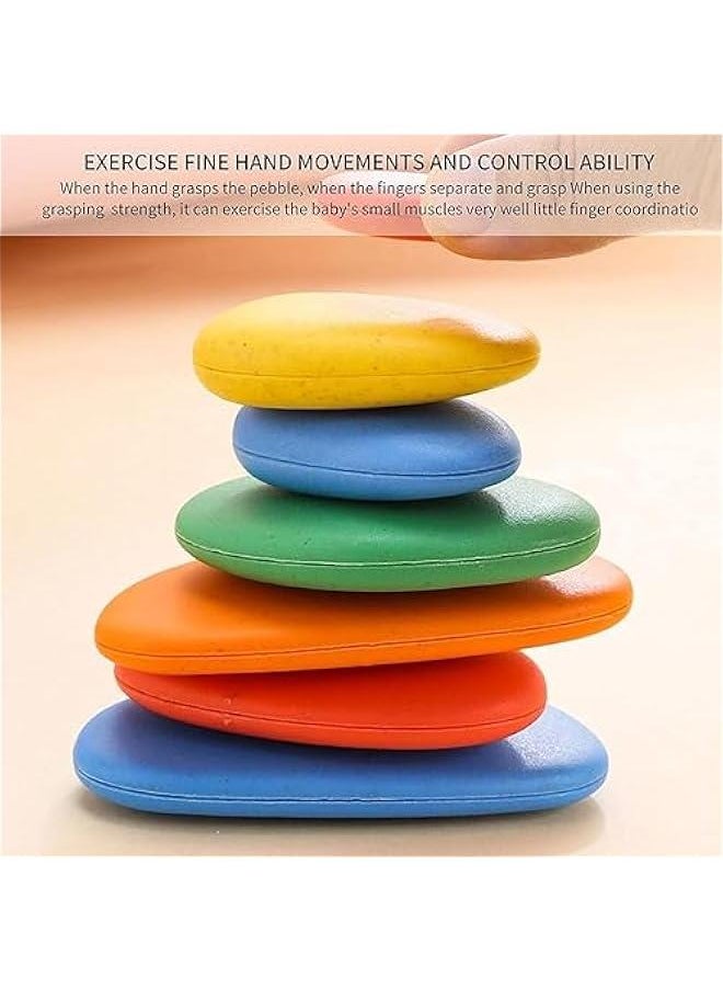 HOOKOR Learning Toy,78 pcs Balance Stones Game Montessori Early Educational Puzzles For Early Math Activity,Rainbow Pebble Set For Kids, Rainbow Cobblestone Jigsaw Puzzle Toy  - Image 2