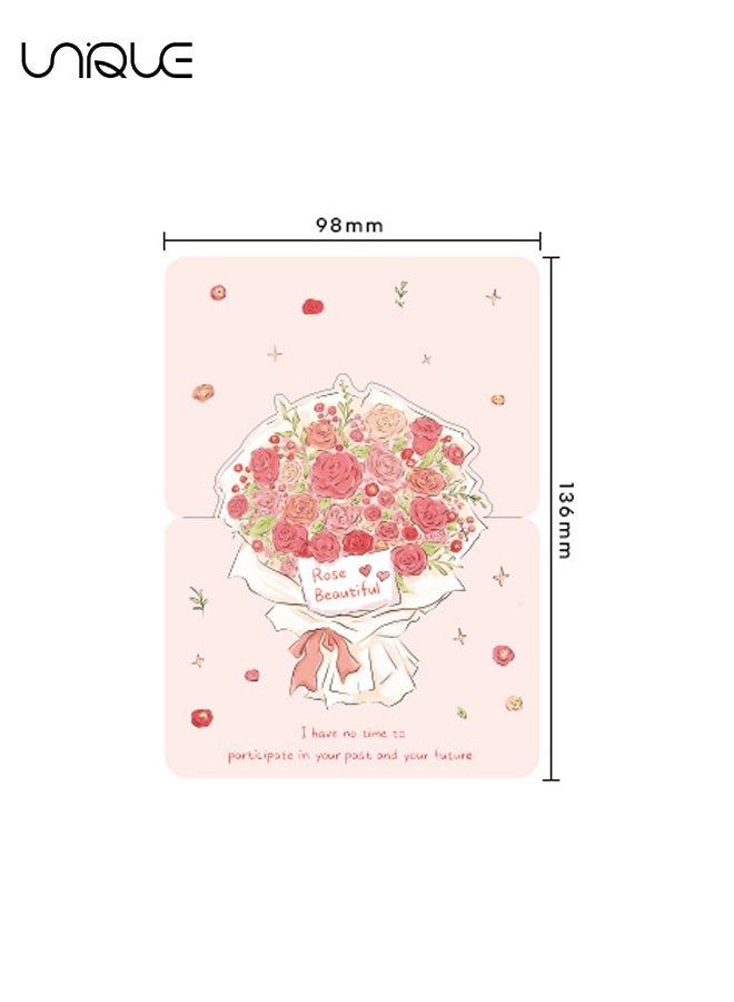 يونيك 8 أوراق بطاقات تهنئة مزينة باليد - بطاقة تهنئة قابلة للطي مع باقة فارغة - 8 أنماط - بطاقة رسالة مزهرة - مناسبة لبطاقات التهنئة لمناسبات متنوعة - يمكن تقديمها للمعلمين، الأصدقاء، الزملاء، إلخ. - Image 2