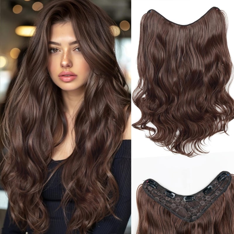 CHANDERKASH CurlyWavy Full Head Clip In Extensions 24Brown Hair ExtensionHair WigHair Acessories - Image 1