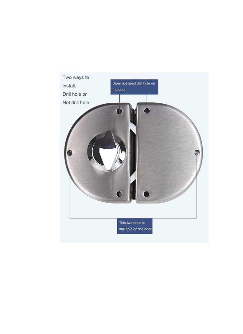 ROBUSTLINE - Double Glass Door Lock Stainless Steel, Both Sides Open Frameless Door Hasps for 10-12mm Thickness Glass, Home Office Hotel Furniture Hardware - Image 1