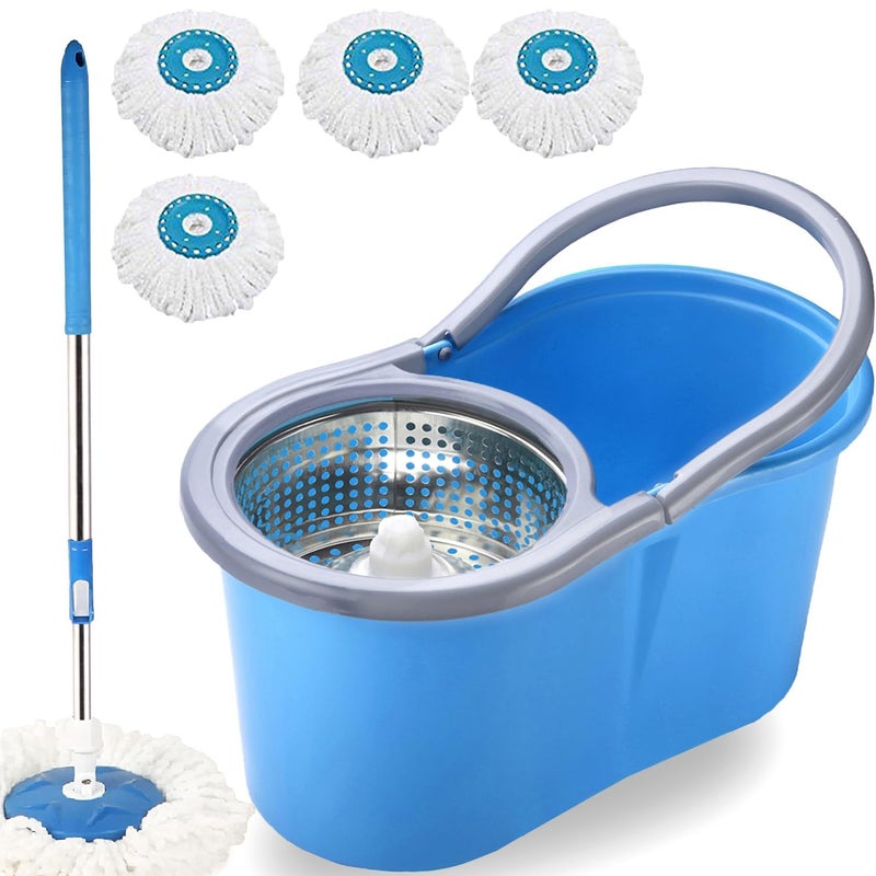 Voxmtix by Cello Easy Clean Spin Mop Bucket with 2 Refill 360 Degree Rotating Head Microfiber Material Easy to Use Mop with Bucket for Floor Cleaning Pocha for Floor Cleaning Blue Set of 1 - Image 1