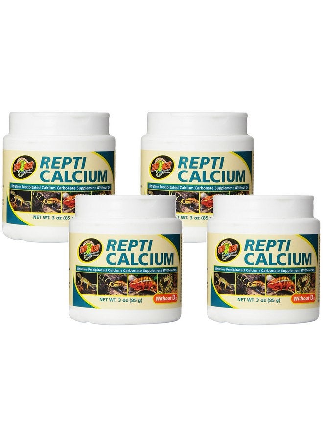 زوو ميد طعام الزواحف من Zoo Med Calcium بدون فيتامين D3، 3 أونصة (عبوة من 4 قطع)