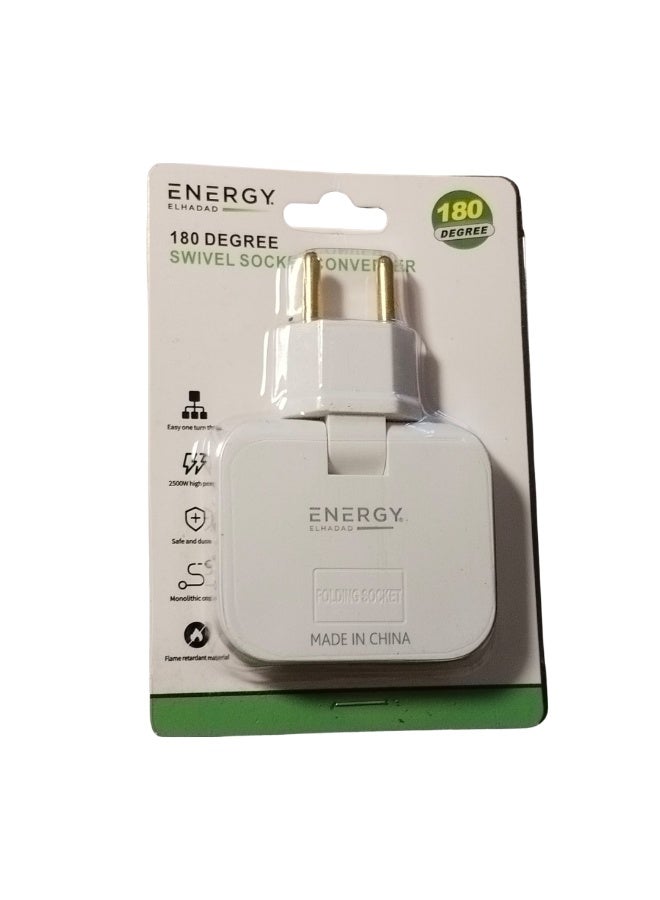 ENERGY ELHADAD Power strip with 3 outlets, 16 amps, electrical socket with 180-degree swivel connector, multi-socket with European-American adapter, ultra-lightweight and compact, Energy triple power strip - Image 4
