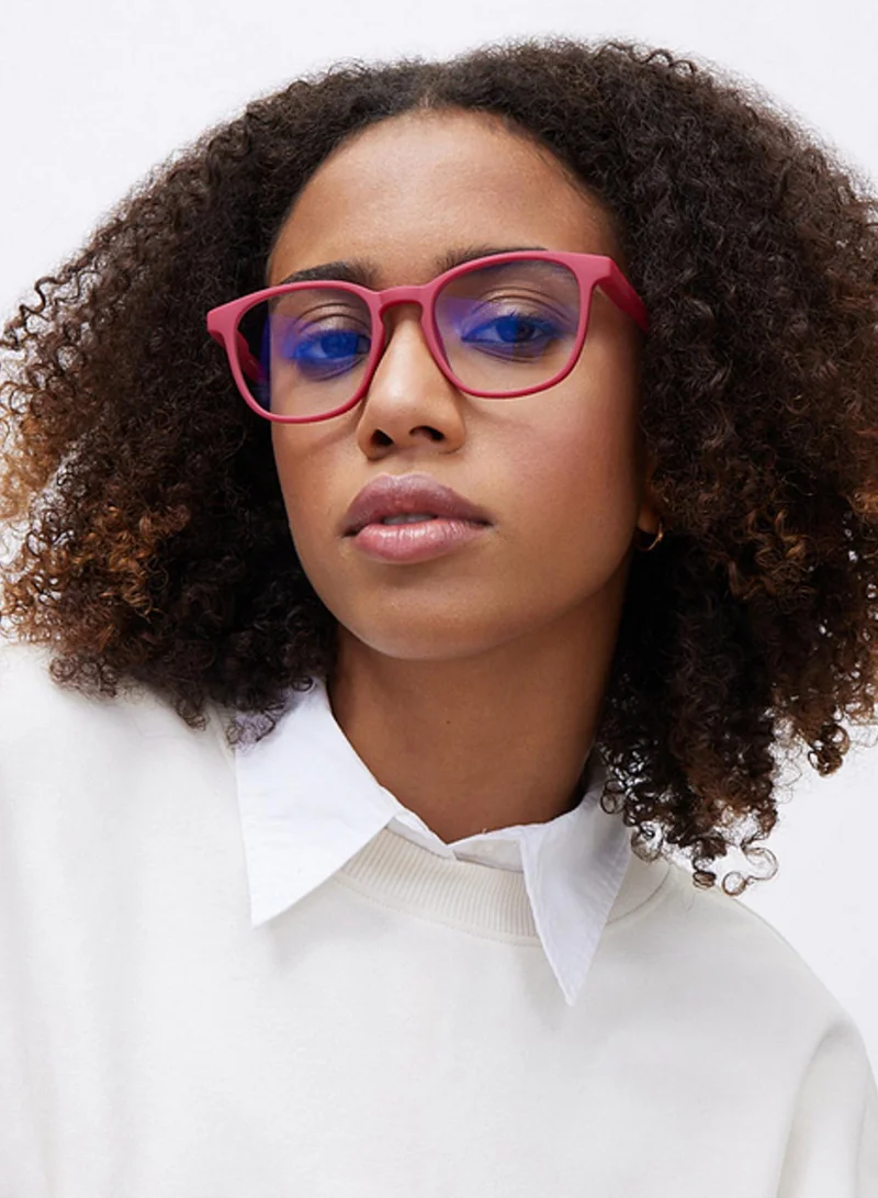 Lenskart Hustlr LENSKART BLU Hustlr | Peyush Bansal Glasses For Eye Protection From Digital Screens | Computer Glasses with Blue Cut & UV Protection | Lightweight Specs With Zero Power|Medium|Monza Red