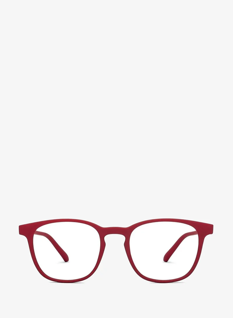 Lenskart Hustlr Lenskart Hustlr | Glasses For Eye Protection From Digital Screens | Computer Glasses with Blue Cut & UV Protection | Lightweight Specs With Zero Power|Medium|Monza Red