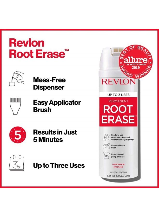 Revlon Permanent Hair Color, Permanent Hair Dye, At-Home Root Erase with Applicator Brush for Multiple Use, 100% Gray Coverage, Medium Golden Brown (5G), 3.2 Fl Oz - Image 2