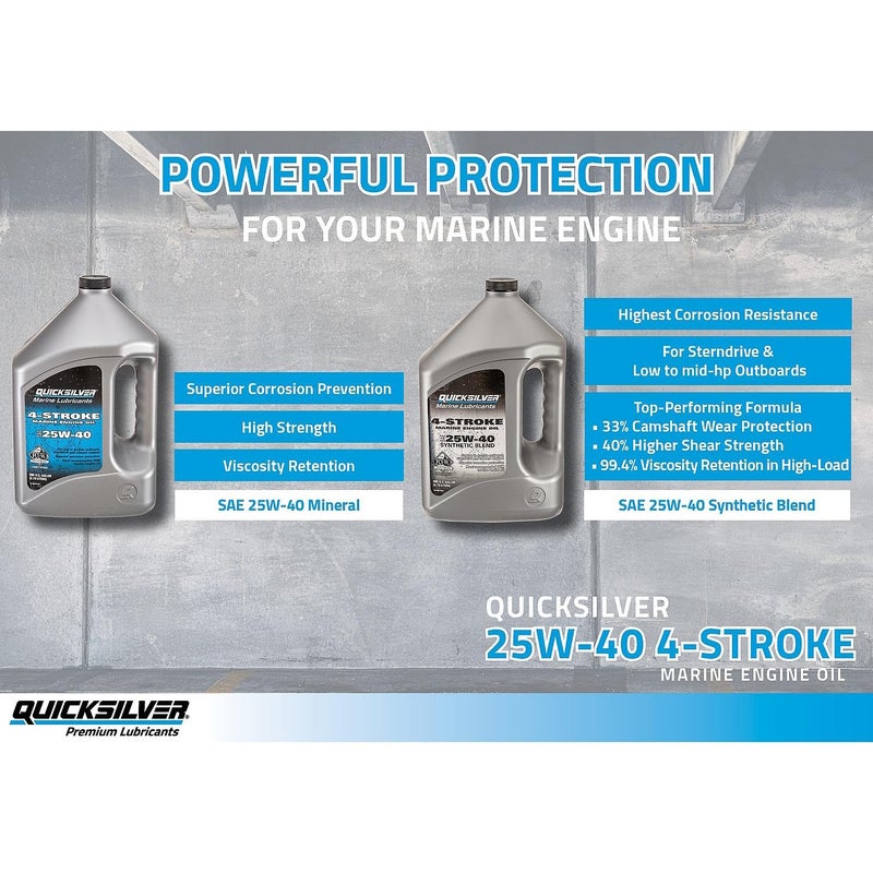 Quicksilver 25W-40 4-Stroke Synthetic Blend Marine Engine Oil, 1 Gallon - Image 3