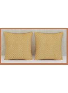 Subharambh Creation Subharambh Creation Bed Runner Pack of 3 Including 1 Bed Runner with Matching 2 Cushion Cover Velvet Checkered Pattern Bed Runner for Double Bed for Home Decor 18 x 84 Inches Beige  - Image 3