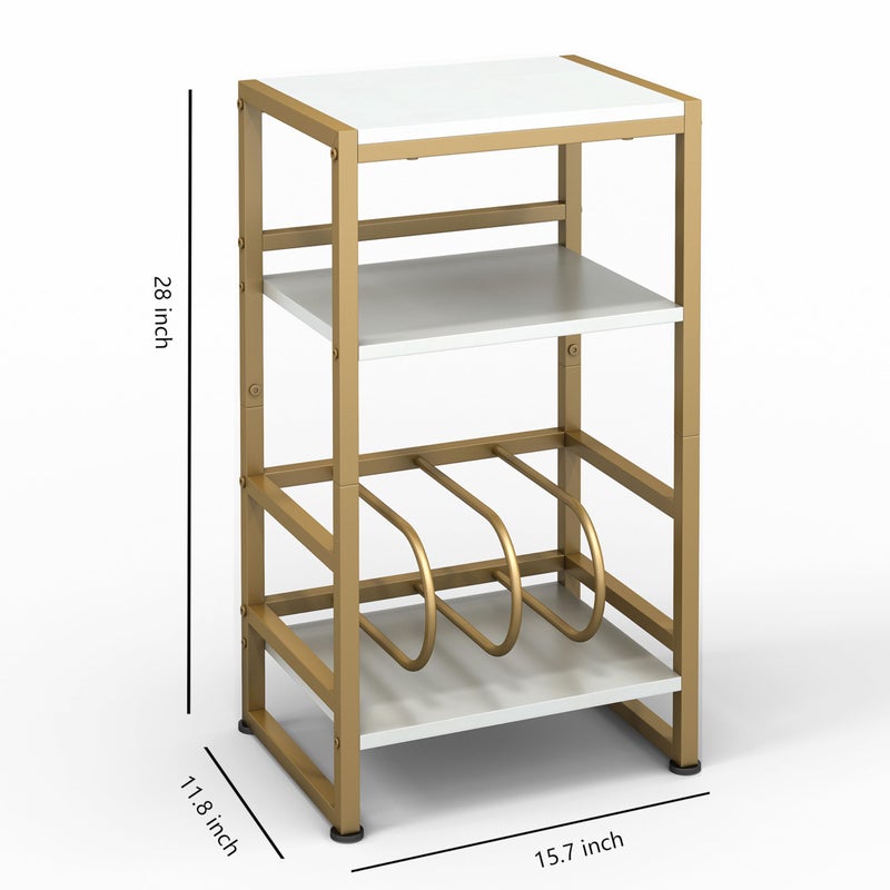 ZEXVIDA 3-Tier Vinyl Record Player Stand - End Table for Album Storage, 28" H with Storage Up to 120 Albums, Side Table for Living Room Bedroom (Gold) - Image 4