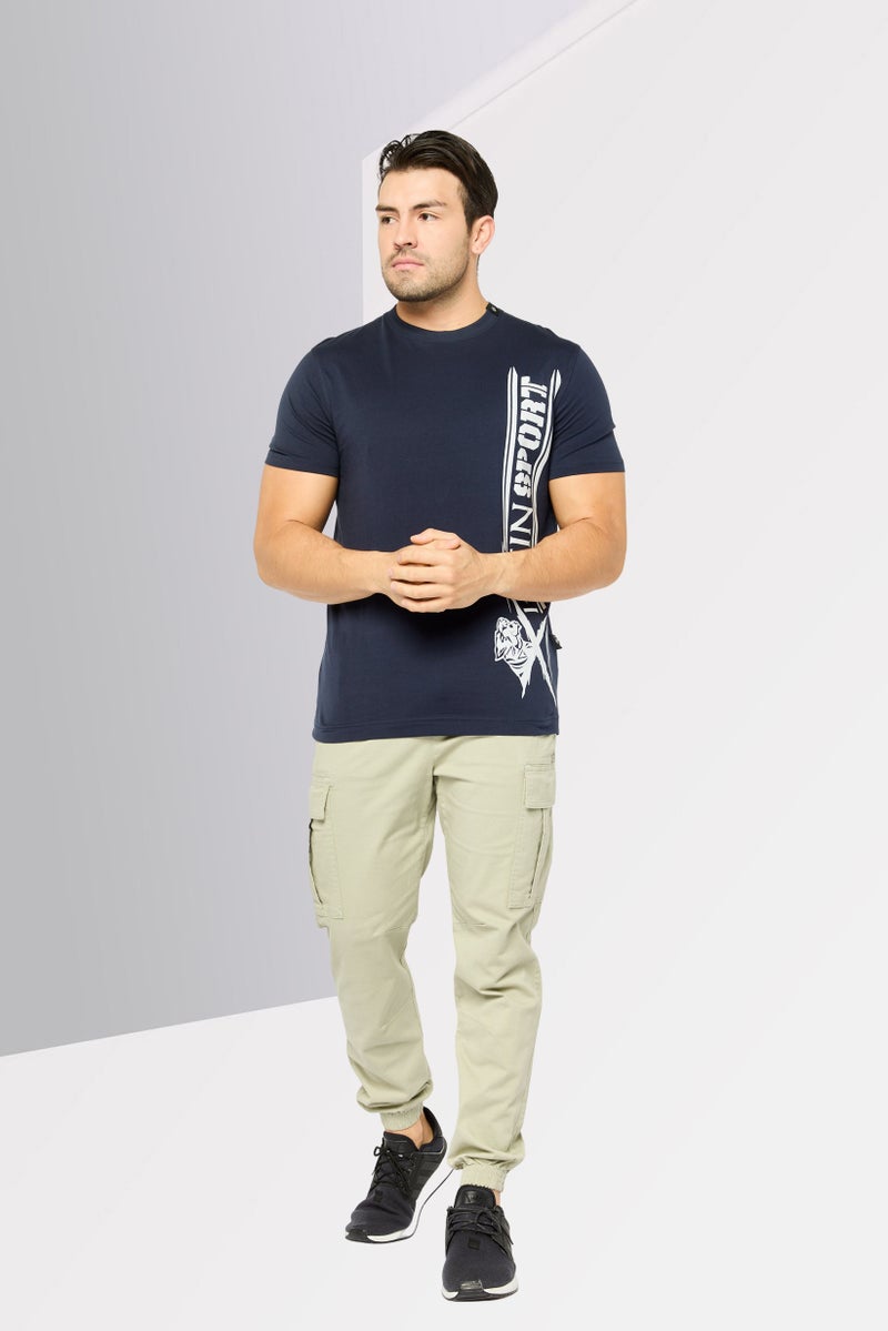 PHILIPP PLEIN Plein Sport Men Sportswear Fit Short Sleeves Outdoor T-Shirt, Navy - Image 2